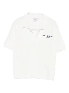 Вышитый хлопковый топ-поло Sporty & Rich, белый