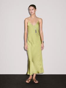 Платье миди из струящегося атласа Massimo Dutti, Apple Green