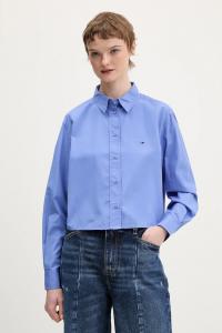 Хлопковая рубашка Tommy Jeans, фиолетовый