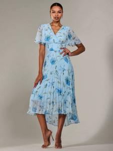 Плиссированное платье в цветочек Jolie Moi, синий