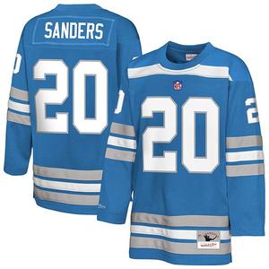 Молодежная хоккейная фэшн-джерси Barry Sanders Detroit Lions в синем цвете Mitchell & Ness
