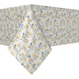 Квадратная скатерть, 100% полиэстер, 54x54 дюйма, желтые ягоды с цветами