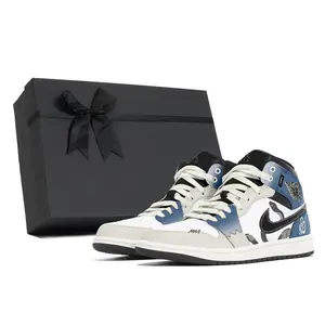 Jordan Air 1 устойчивые к истиранию кроссовки Mid Top Vintage мужские Royal Blue