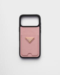 Кожаный чехол Saffiano для iPhone 17 Pro Max Prada, розовый