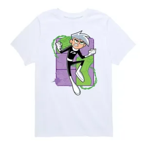 Футболка для мальчиков 8-20 лет с принтом Danny Phantom и прыгающим Дэнни Nickelodeon, белый