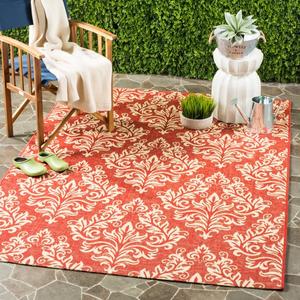 Ковер SAFAVIEH, 201 x 290 см, Washable коллекции Outdoor Courtyard - , Red & Cream, без линьки и легкий в уходе, идеален для патио, заднего двора, прихожей (CY6930-28)