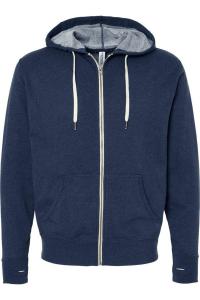 Independent Trading Co. Меланжевая толстовка из французского трикотажа с капюшоном и молнией по всей длине, цвет navy heather