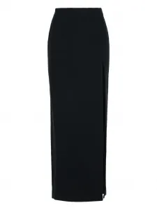 Юбка из смесовой шерсти с боковыми разрезами Alessandra Rich, черный