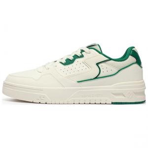 Износостойкие противоскользящие низкие скейтерские кроссовки мужские бело-зеленые 361°