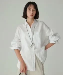 Льняная рубашка большого силуэта Babylone, цвет White(10)