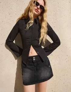 Черная джинсовая юбка Bershka