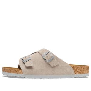 Тапочки zrich suede leather narrow fit sandals 'stone coin' Birkenstock, серый
