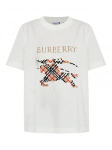 Футболка с графическим рисунком в клетку Burberry, белый