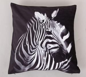 Чехол на подушку с фотопринтом зебра велюр черный 40х40см Schöner-Leben