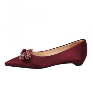 QITUMAUL Женские повседневные туфли-лодочки бордовые [высота каблука 2 см], цвет Burgundy[Heel Height 2cm]