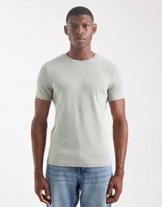 Футболка ASOS DESIGN Essential Muscle Fit из светло-зеленого рубчика