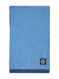 Шерстяной шарф в рубчик Stone Island, синий