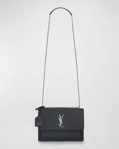 Сумка через плечо Sunset YSL среднего размера из гладкой кожи Saint Laurent, цвет Dark Gray