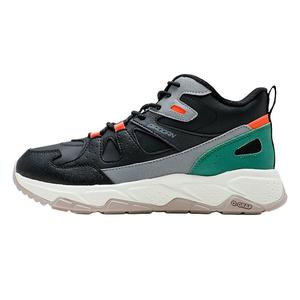 QIAODAN Высокие повседневные кроссовки с защитой от скольжения, мужские, черно-серые