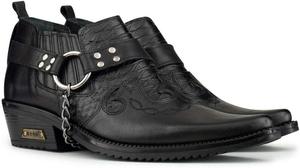 Мужские кожаные ботинки Wincklepickers с узором под змею в ковбойском стиле, с кубинским каблуком и кожаной цепью Infinity Leather, черный