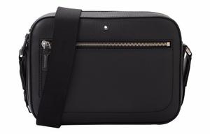 Кожаная наплечная сумка через плечо, мужская черная MONTBLANC, Set (Bag+Dust Bag)