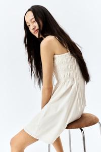 Платье из хлопка с присборенным верхом H&M, бежевый