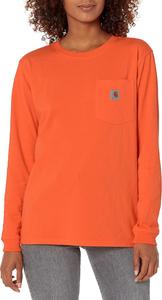 Carhartt Women's 103244 Women's Wk126 рабочая футболка с длинным рукавом и карманом, Brite Orange