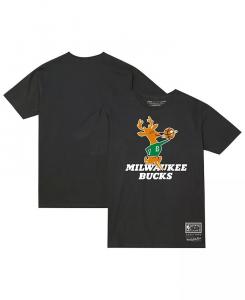 Мужская и женская черная футболка Milwaukee Bucks Hardwood Classics MVP Throwback с логотипом Mitchell & Ness