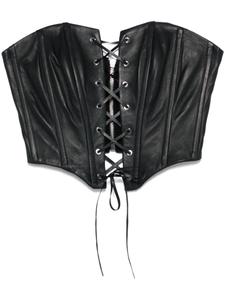 Кожаный корсет на шнуровке от John Richmond, черный