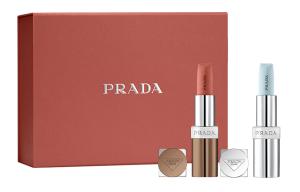 Ограниченный набор матовой помады Non Virgin Brown To Red Gradient легкий, легко растушевывается 3,8г+3,8г PRADA, Non-Sкоричневыйdard коричневый Limited Lipstick #B101+Color Layeкрасный Lipstick #U001