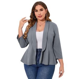 Повседневный блейзер Plus size для женщин, открытый, легкий, для офиса Clearflower, Gray