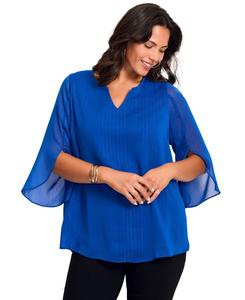 Женская блузка с люрексовыми полосками и рукавами-тюльпанами AVENUE, Dark sapphire