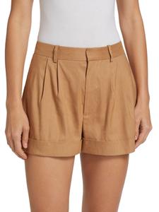 Плиссированные шорты Conry из смесовой льняной ткани Alice + Olivia, желто-коричневый