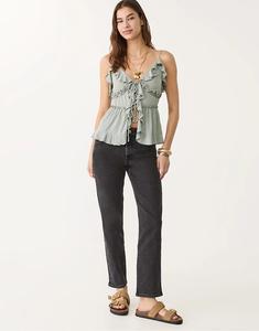 Джинсы Stradivarius 1465 mom облегающего кроя черного цвета