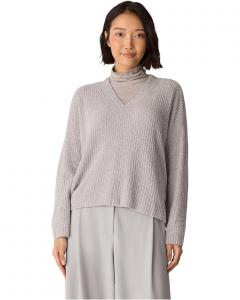 Женский свитер с V-образным вырезом Eileen Fisher Chenille Blend, Chalk