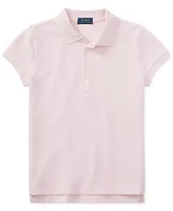 Детская поло для девочек 7-16 лет из стрейч хлопка с сетчатой тканью Polo Ralph Lauren, розовый