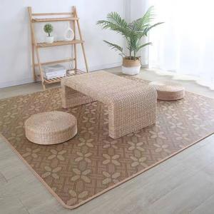 Budis Ковер 120х200 см из бамбука в японском стиле, охлаждающий, для гостиной/спальни, с цветочным узором и усиленным краем