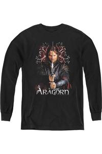 Футболка с длинным рукавом "Властелин Колец" Арагорн для подростков Gildan, черный