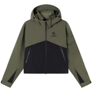 Всепогодная ветровка однослойная женская CAMEL, Темно-оливковый/Фантомный черный