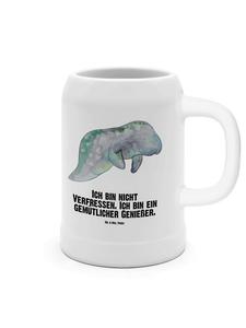 Кружка для пива с изображением морской коровы, отдыхающей с надписью на белом фоне Mr. & Mrs. Panda