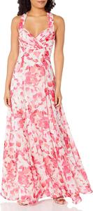 Женское платье Calvin Klein с цветочным принтом и V-образным вырезом. Платье для особых случаев., Hibscus Multi