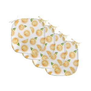 ABAKUHAUS Оранжевые подушки на обеденный стул, акварельные фруктовые ломтики, декоративная водонепроницаемая подушка с ремнями для кухонных сидений, 40 см x 40 см — упаковка из 4 шт., оранжевый, зеленый, белый