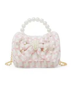 Сумка-тоут для девочек из твида Jumbo с жемчужным бантом, розовая Tiny Treats + Zomi Gems, розовый