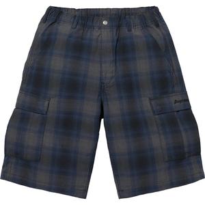 Теневые клетчатые карго-шорты Supreme, синий/темно-синий