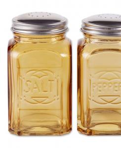 Набор из двух ретро-соли и перца из янтарного стекла объемом 8 унций (около 237 мл) RSVP International, желтый