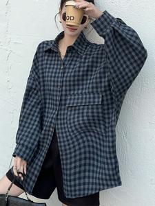 Женская рубашка в клетку оверсайз Doux Belle, цвет Navy