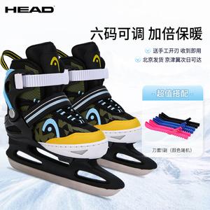 HEAD Регулируемые коньки для детей, для начинающих, теплые коньки для фигурного катания, настоящие ледовые коньки W20, лезвия для фигурного катания + чехлы для лезвий/black, размер L (регулируется на размеры 36-41)