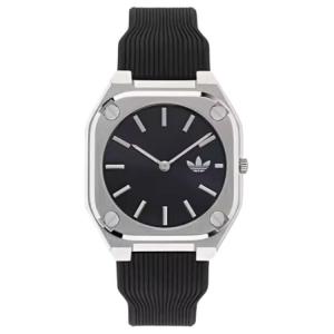 Adidas Originals Мужские наручные часы с кварцевым механизмом, силиконовым ремешком, диаметром 39 мм, черным циферблатом