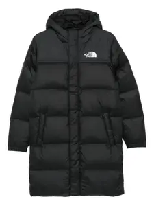 Пальто с капюшоном и логотипом The North Face Kids, черный
