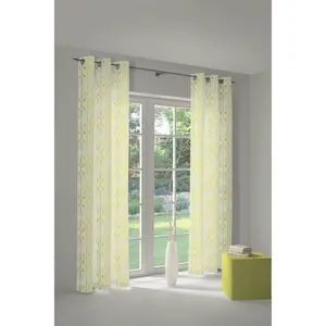 Штора Adam «Волна», (1 шт.), изготовлена ​​из экологически чистого органического хлопка, цвет natur/hellgrün/gelb